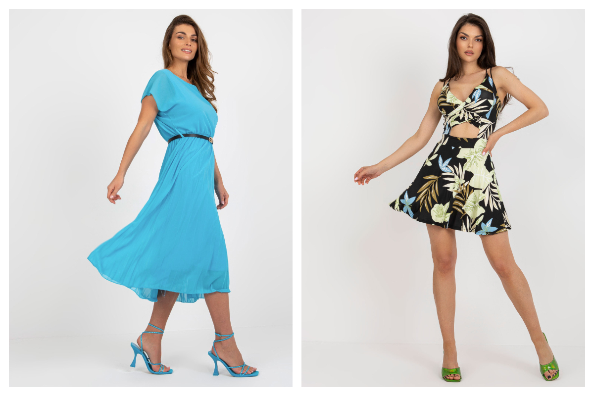 Internetowa hurtownia modnych rozkloszowanych sukienek jednokolorowych i we wzory