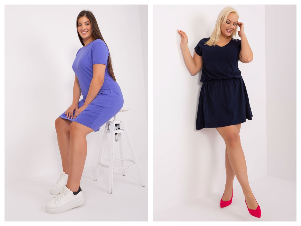 Sukienka basic plus size z krótkim rękawem